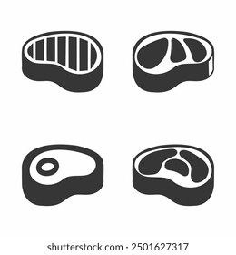 Steak icons. Signs of meat pieces. Meat. Vector illustration