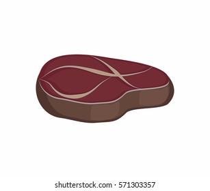 Steak isolated. Fried piece of meat. Fresh juicy pork or beef
