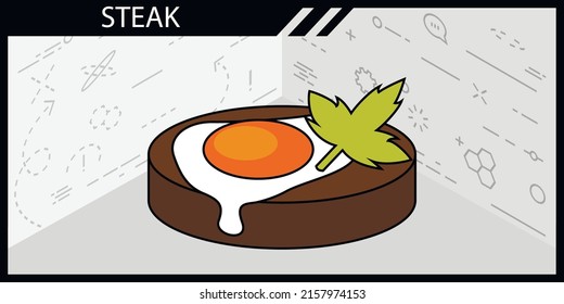 Steak isometric design icon. Vector web illustration. 3d colorful concept