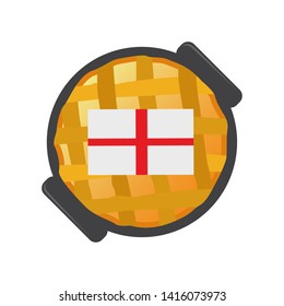 Steak and kidney pie with a flag of England. Traditional english food - Vector
