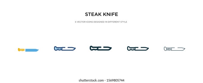 steak knife icon in different style vector illustration. two colored and black steak knife vector icons designed in filled, outline, line and stroke style can be used for web, mobile, ui