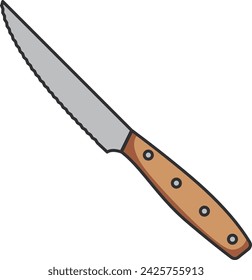 cuchillo de filete aislado sobre fondo blanco. Ilustración vectorial en estilo de dibujos animados.