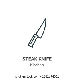 Steak knife outline vector icon. Thin line black steak knife icon, flat vector simple element illustration from editable kitchen concept isolated stroke on white background