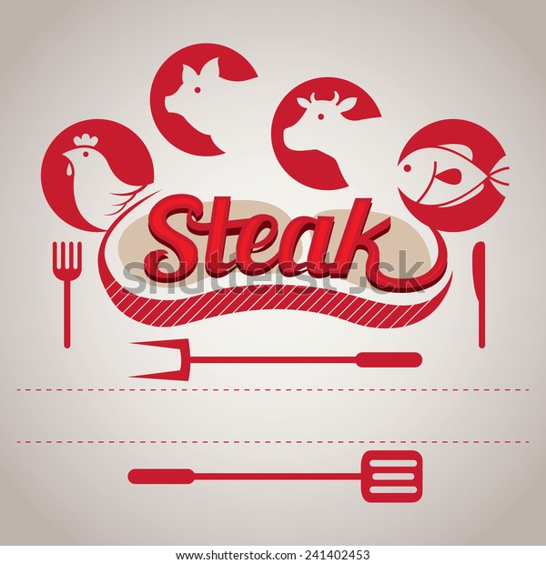 Steak Label Icons Pork Beef Fish Stock Vector (Royalty Free) 241402453