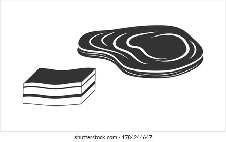 Steak and lard set icon isolated on white. Stencil food. Vector stock illustration. EPS 10