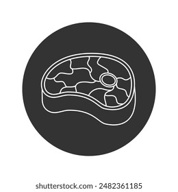 Steak line icon in flat. Vector illustration