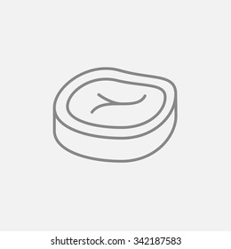 Steak line icon for web, mobile and infographics. Vector dark grey icon isolated on light grey background.