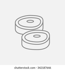 Steak line icon for web, mobile and infographics. Vector dark grey icon isolated on light grey background.
