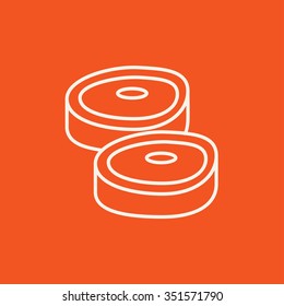 Steak line icon for web, mobile and infographics. Vector white icon isolated on red background.
