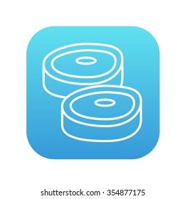 Steak line icon for web, mobile and infographics. Vector white icon on the blue gradient square with rounded corners isolated on white background.