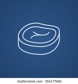 Steak line icon for web, mobile and infographics. Vector light blue icon isolated on blue background.