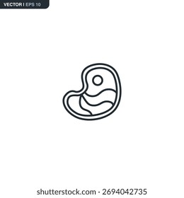 Carne, signo de estilo lineal para el concepto móvil y el Diseño web. Símbolo, ilustración del logotipo. Gráficos de Vector perfecto de píxeles