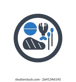 Steak lobster and shrimp with utensils icon