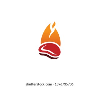 Steak logo beef fire vector 