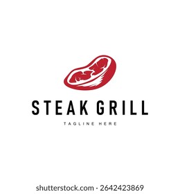 steak logo design concept steak meat bbq simple illustration symbol template food meat delicious brand product cafe and restaurant business