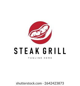 steak logo design concept steak meat bbq simple illustration symbol template food meat delicious brand product cafe and restaurant business