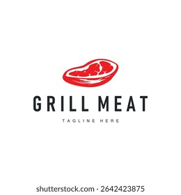 steak logo design concept steak meat bbq simple illustration symbol template food meat delicious brand product cafe and restaurant business