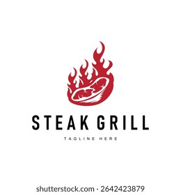 steak logo design concept steak meat bbq simple illustration symbol template food meat delicious brand product cafe and restaurant business
