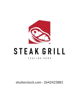 steak logo design concept steak meat bbq simple illustration symbol template food meat delicious brand product cafe and restaurant business