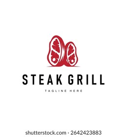 steak logo design concept steak meat bbq simple illustration symbol template food meat delicious brand product cafe and restaurant business
