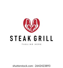 steak logo design concept steak meat bbq simple illustration symbol template food meat delicious brand product cafe and restaurant business
