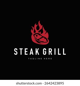 steak logo design concept steak meat bbq simple illustration symbol template food meat delicious brand product cafe and restaurant business