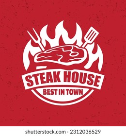 El diseño del logotipo del filete. Steak House mejor en la ciudad