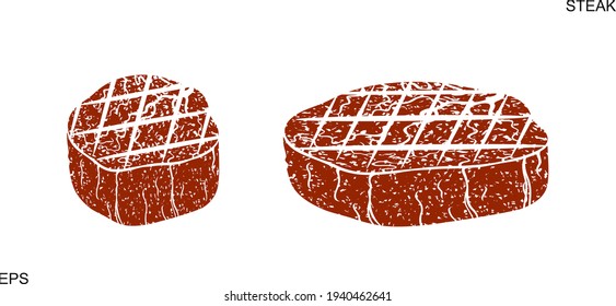 Steak logo. Isolated steak on white background. BBQ