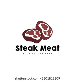 Steak Logo, Vintage Retro Rustic BBQ Grill Theme Design Style, Barbeque Fresh Meat Vector, Icon Symbol Illustration