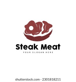Logotipo de filete, estilo de diseño de parrillada rústico retro vintage, vector de carne fresca de barbacoa, símbolo de icono Ilustración