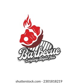 Logotipo de filete, estilo de diseño de parrillada rústico retro vintage, vector de carne fresca de barbacoa, símbolo de icono Ilustración