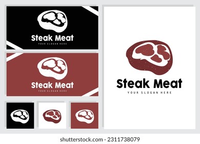 Logotipo de filete, estilo de diseño de parrillada rústico retro vintage, vector de carne fresca de barbacoa, símbolo de icono Ilustración