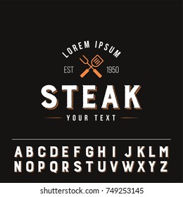 Steak Logo Vintage Style Steak Tools Flat Isolated Graphic Vector 