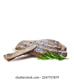 Steak low poly. Fresh, nutritious, tasty steak. Beef, veal and pork. Vector illustration. Marbled meat in the triangulation technique.