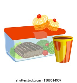 Steak lunchbox icon. Cartoon of steak lunchbox vector icon for web design isolated on white background