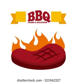 steak of meat burning over white background. barbecue fresh and delicious design. vector illustration