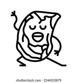 steak meat character line icon vector. steak meat character sign. isolated contour symbol black illustration