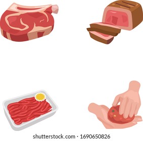 steak meat color vector icons