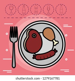 Steak of meat design 