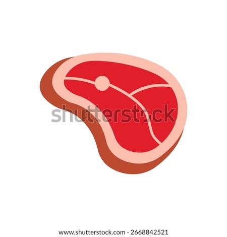 Steak Meat Flat Color Icon: Food and Dinner Meal