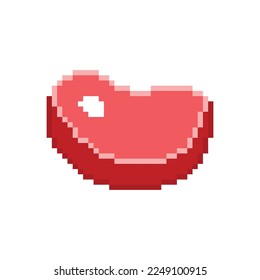  steak meat  icon 8 bit, pixel art food  icon for game  logo. 
