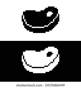  steak meat  icon 8 bit, pixel art food  icon for game  logo. 