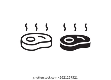 Steak meat icon in outline and solid style Vector
