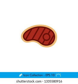 Steak (Meat) Icon / Vector - In Color Design