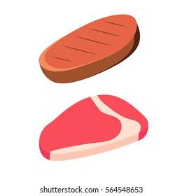 Steak meat icon. vector illustration in flat design. Isolated white background.