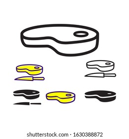 Steak, meat icons vector on white background