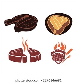 Steak Meat Logo Design Vector