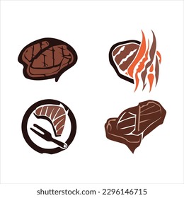 Steak Meat Logo Design Vector
