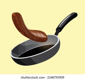 Steak. ilustración del vector de la sartén