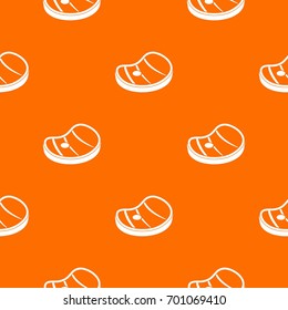 Steak of meat pattern repeat seamless in orange color for any design. Vector geometric illustration